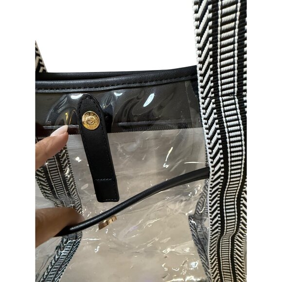 Missnine Clear Tote Bag With Black & White Straps Snap Closure Inner Pocket Tran - Picture 3 of 5